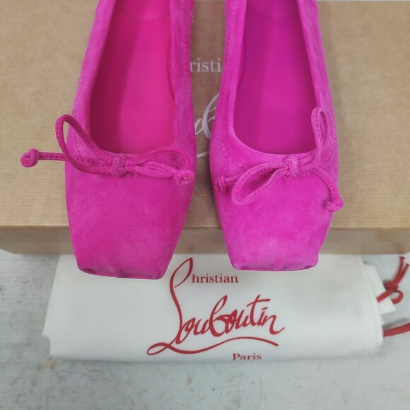 Christian Louboutin Pink Mamadrague Square Toe Ballet Flat Shoe - Picture 9 of 11